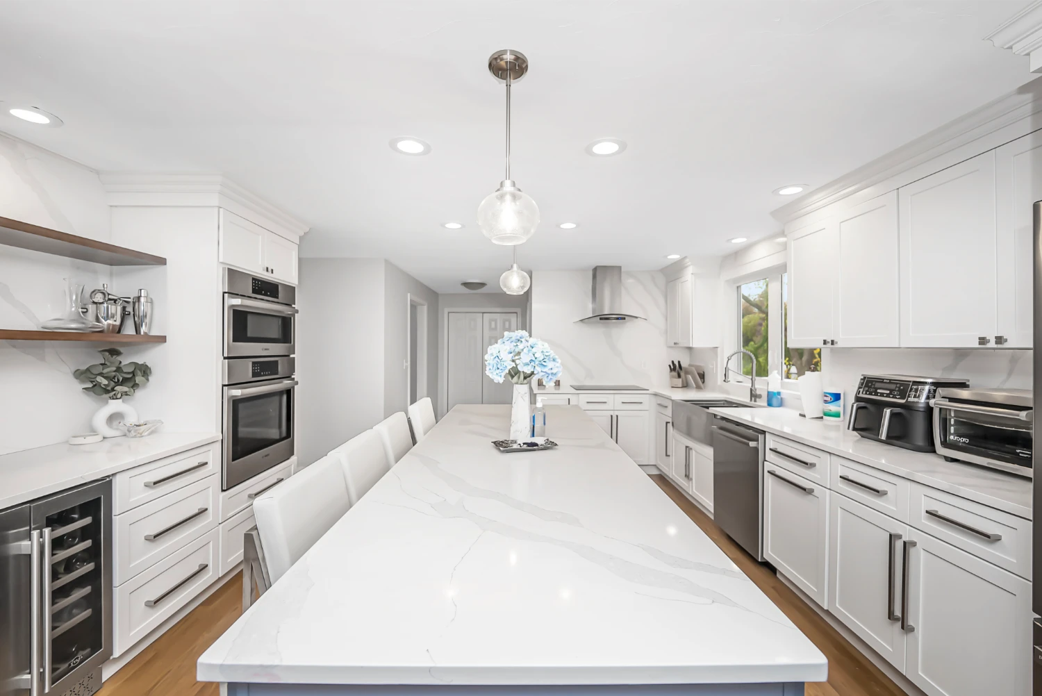 White kitchen countertop and cabinet in modern style